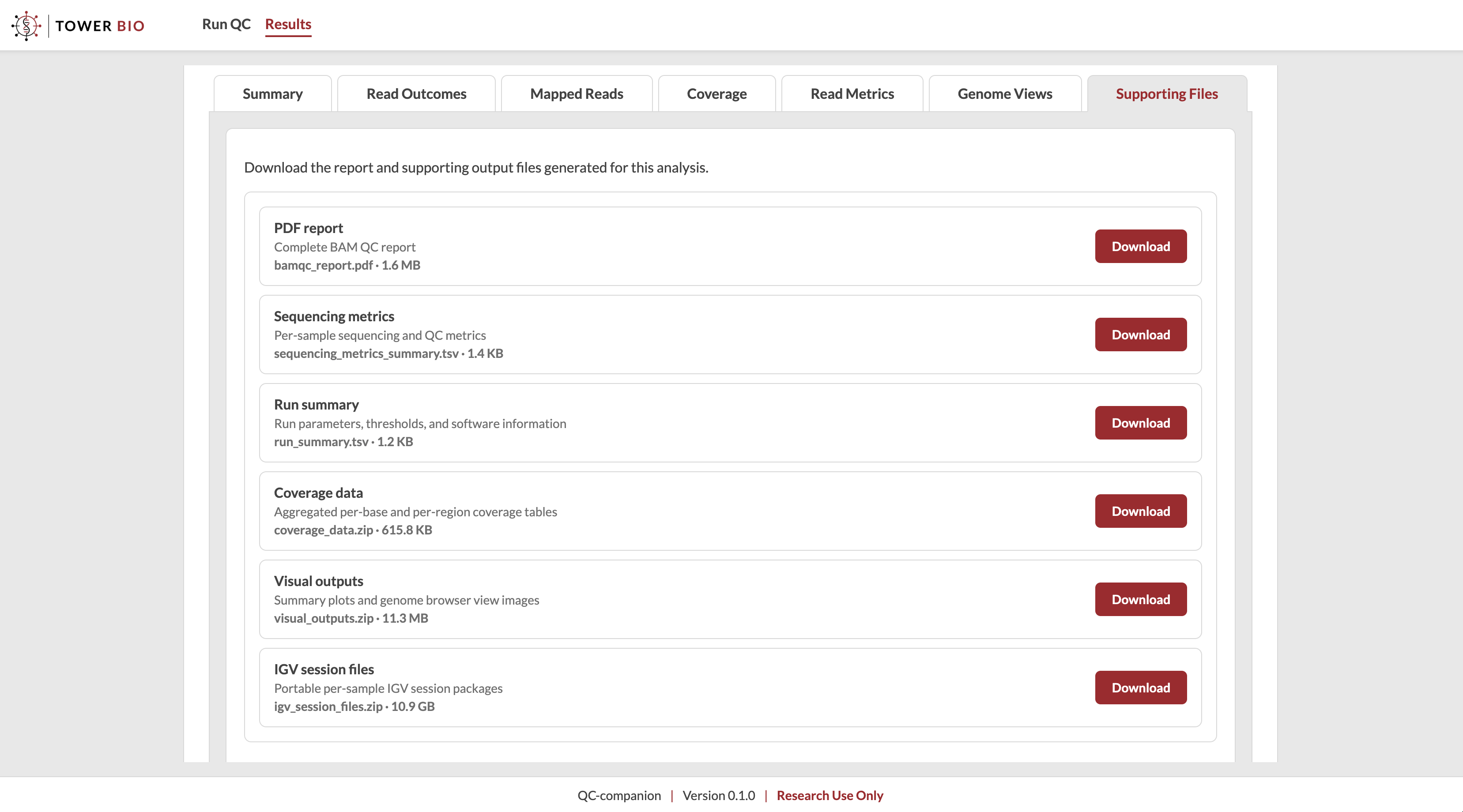 QC-Companion supporting files download view